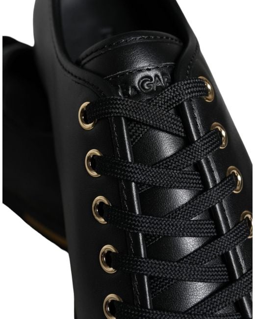 Dolce & Gabbana Black Leather Classic Sneakers Shoes