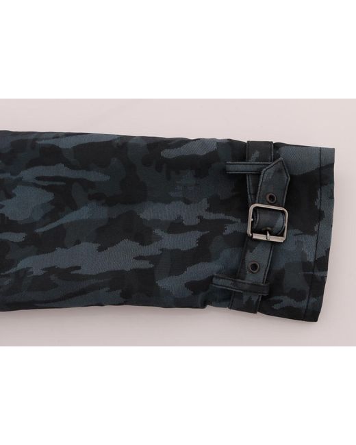 Dolce & Gabbana Camouflage Trench Trench Blue Sig60312 for men