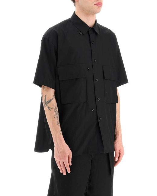 Sacai Black Acai Short-sleeved Poplin Shirt for men