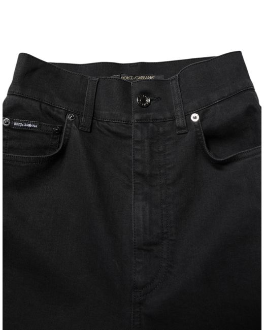 Dolce & Gabbana Black Cotton High Waist Skinny Denim Jeans for men