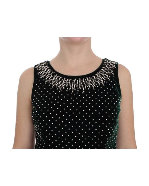 Dolce & Gabbana Black Velvet Crystal Long Maxi Dress