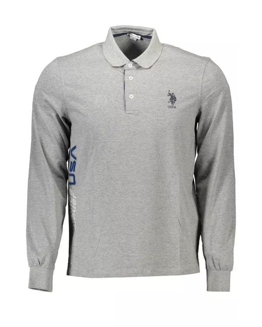 U.S. POLO ASSN. Gray Cotton Polo Shirt for men
