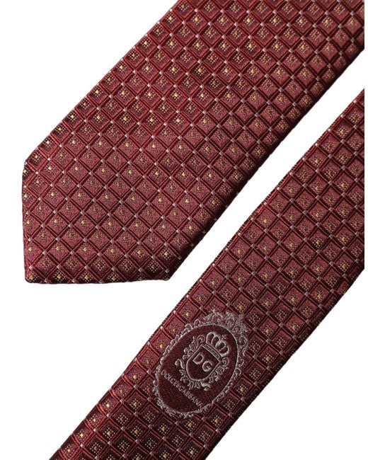 Dolce & Gabbana Red Geometric Silk Adjustable 'Sd Neckmen's Tie for men