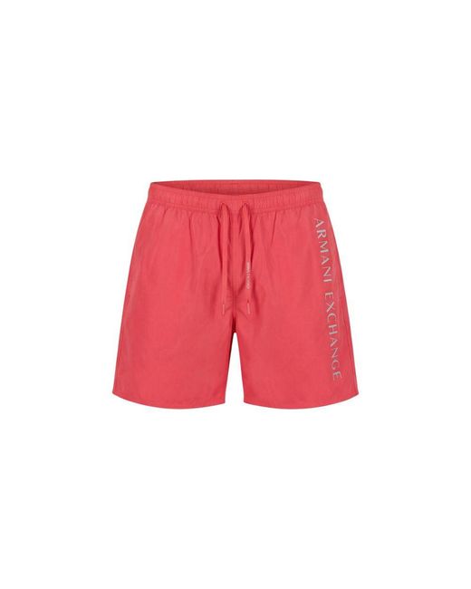 ARMANI EXCHANGE Red Polyester Swim Shorts for men