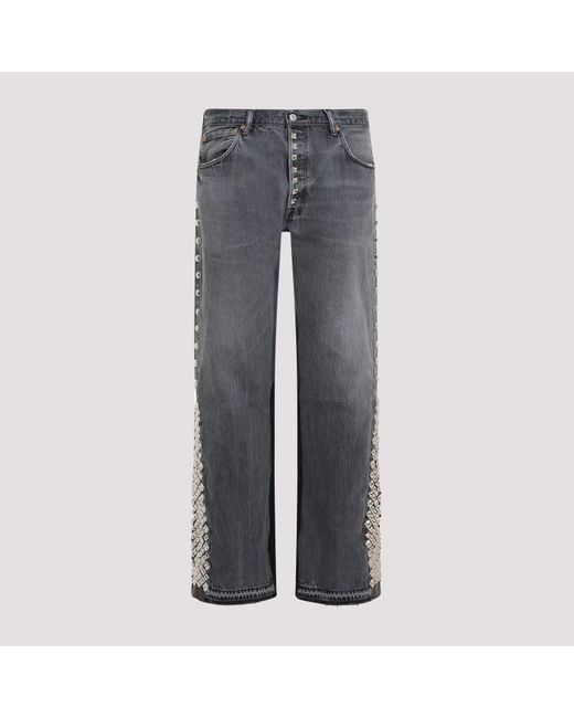 GALLERY DEPT. Gray Black Studded La Flare Cotton Jeans for men