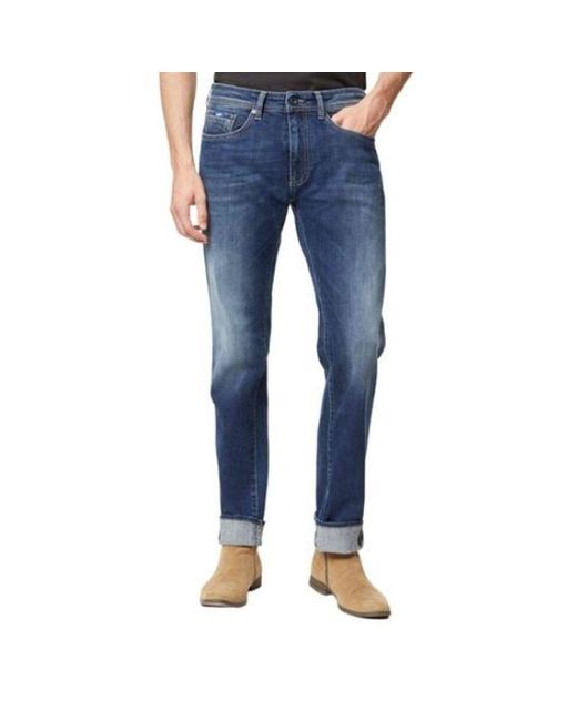 Gas Blue Cotton Slim Fit Jeans for men
