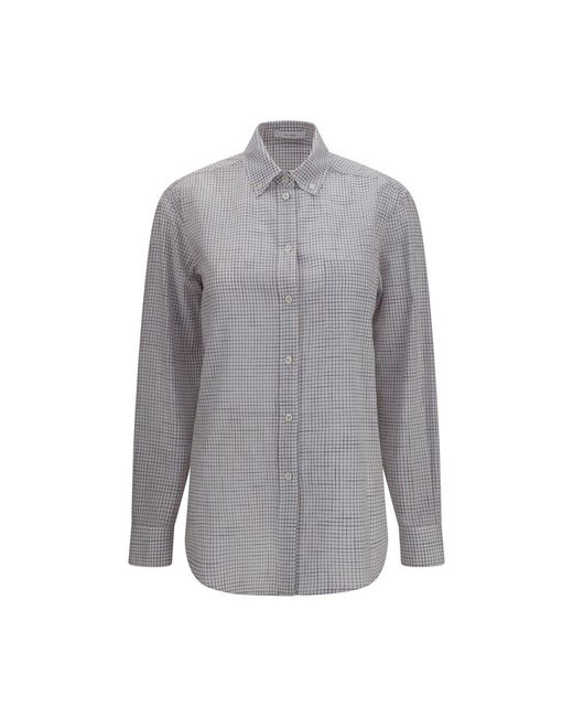 The Row Gray Multicolor Cotton Pattern Shirt