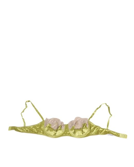 Dolce & Gabbana Green Silk Satin Lace Padded Balconnet Underwear Elastane Clothing