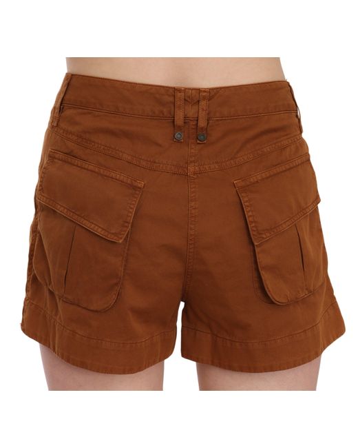 Plein Sud Mid Waist Cotton Denim Mini Shorts Brown Pan70250
