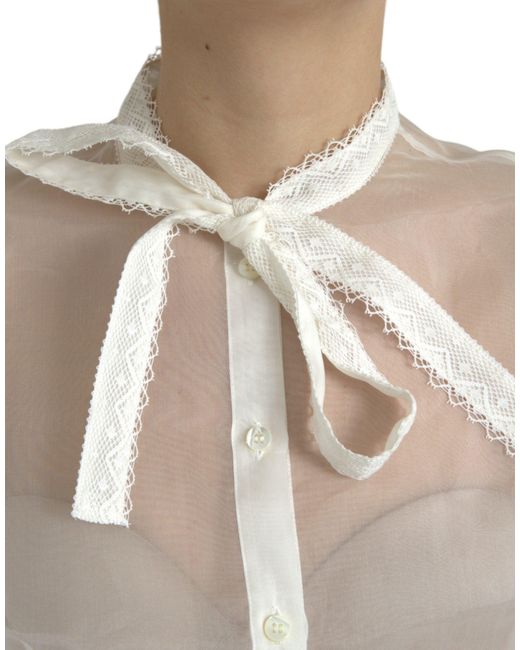 Dolce & Gabbana Gray Elegant Silk Blend Long Sleeve Blouse
