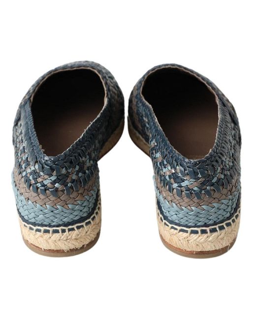 Dolce & Gabbana Blue Leather Buffalo Espadrille Shoes for men