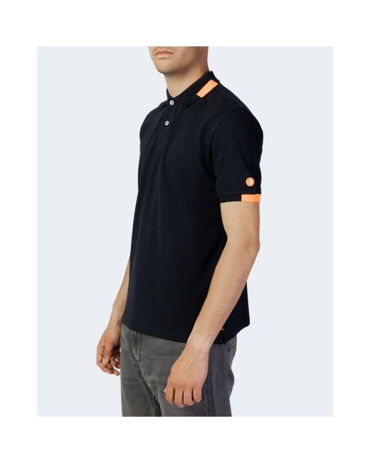 Suns Black Blue Cotton Polo Shirt for men