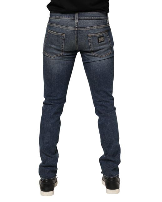 Dolce & Gabbana Blue Washed Cotton Skinny Men Denim Jeans for men