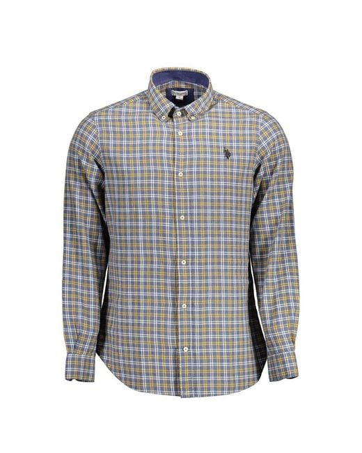 U.S. POLO ASSN. Gray Blue Cotton Men's Shirt for men