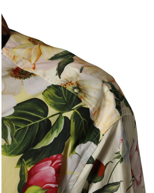 Dolce & Gabbana Metallic Multicolor Floral Animal Print Collared Shirt for men