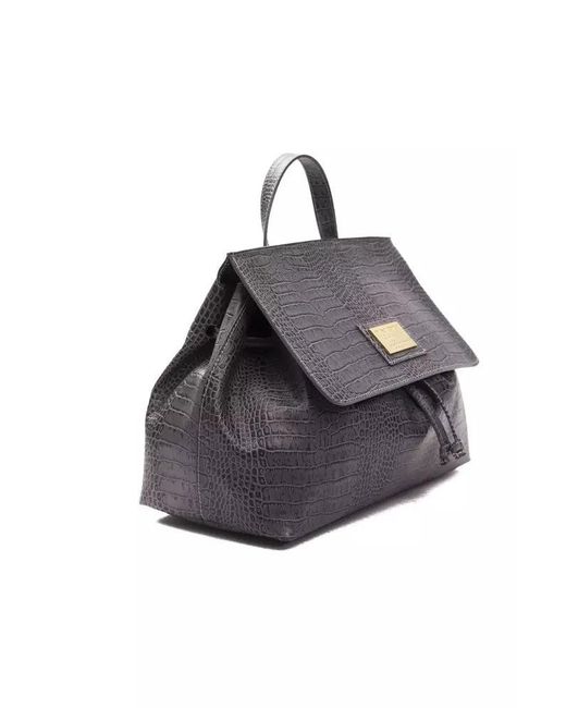 Pompei Donatella Black Logo-plaque Snake Texture Handbag