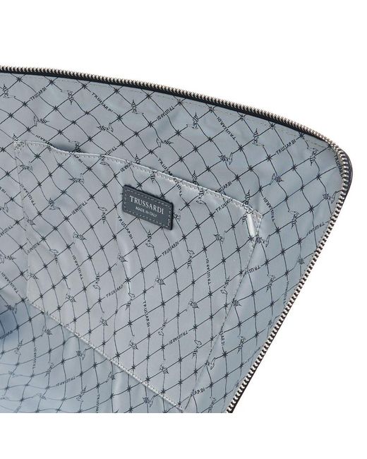 Trussardi Blue Black Leather Men Clutch for men