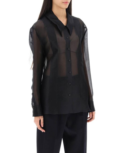 Khaite Black Nori Shirt In Silk Organza