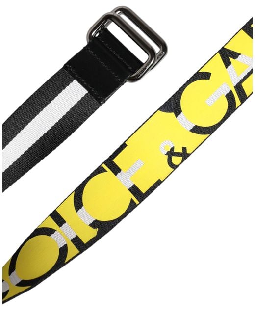 Dolce & Gabbana Black Logo Print Buckle Belt for men