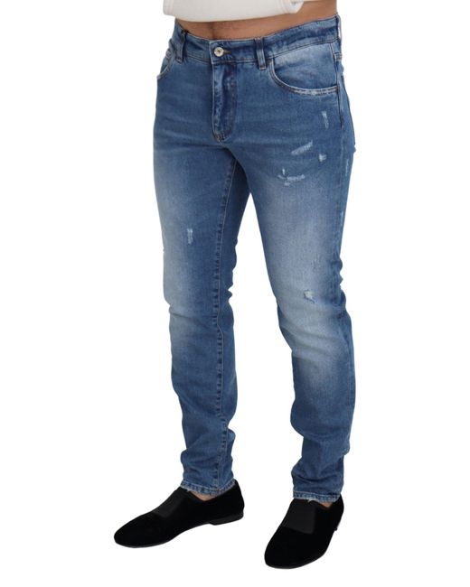 Dolce & Gabbana Blue Slim Fit Wash Stretch Cotton Denim Jeans for men