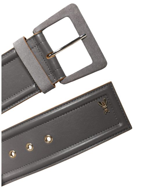 Patrizia Pepe Gray Genuine Leather Square Silver Metal Buckle Belt