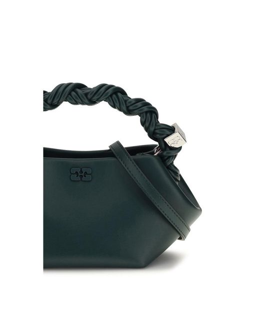 Ganni Black Bicolor Recycled Leather Shoulder Bag