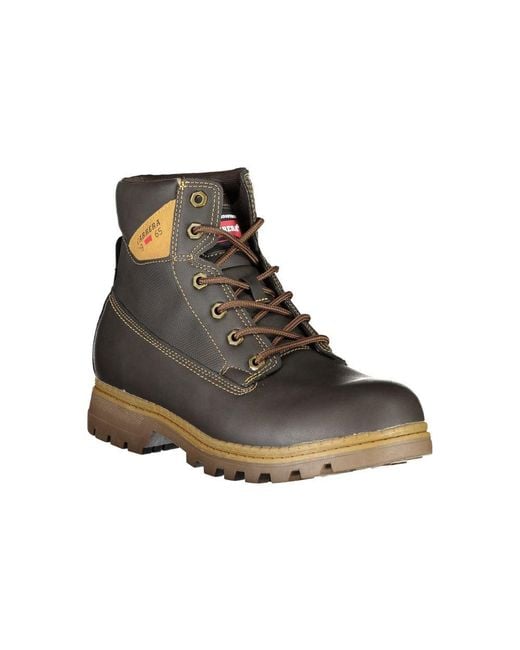 Carrera Brown Rugged Lace-Up Boots With Contrast Details for men