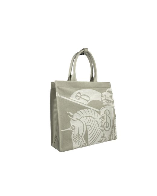 Burberry White Ekd Canvas Tote Bag With Coin Pouch