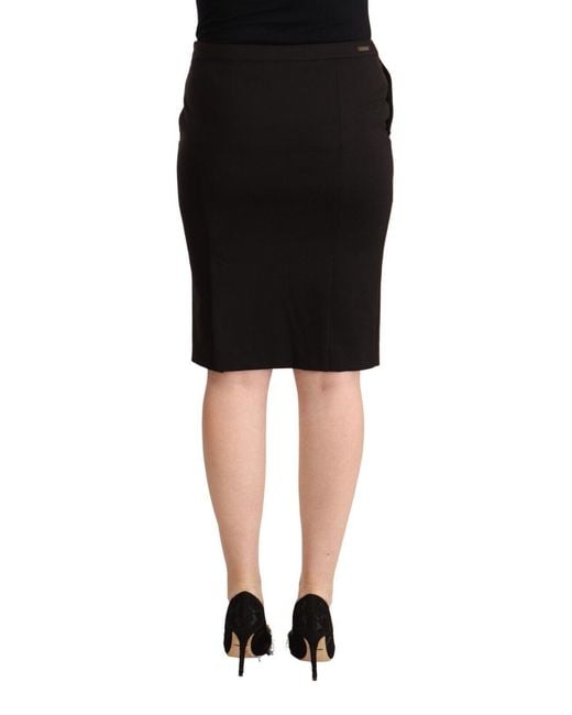 Gianfranco Ferré Black Gf Ferre Straight Pencil Cut Knee Length Skirt