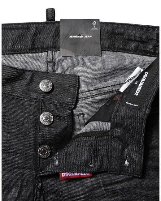 DSquared² Black Cotton Low Waist Skinny Denim Jeans for men
