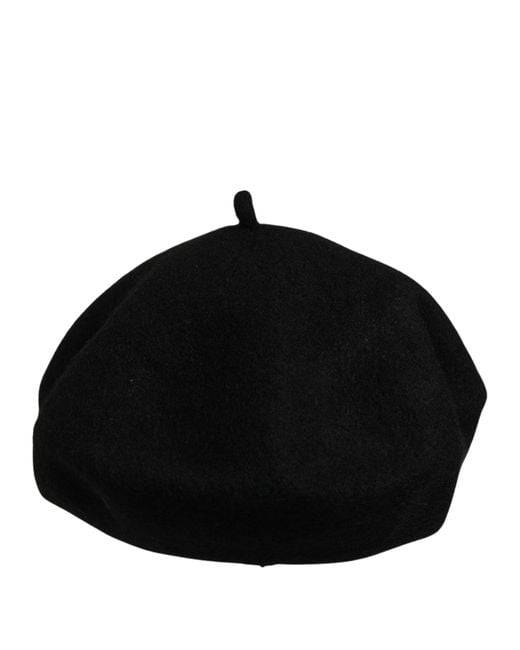 Dolce & Gabbana Black Wool French Style Beret Capello Hat