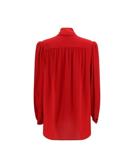 Valentino Garavani Red Multicolor Silk Blouse
