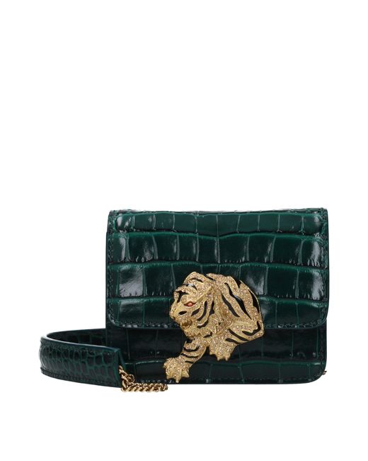 Roberto Cavalli Green Leather Clutch