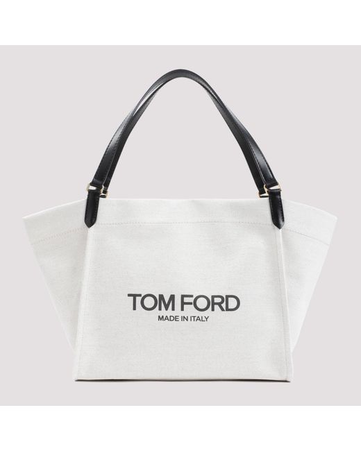 Tom Ford White Rope Black Amalfi Cotton Tote Bag