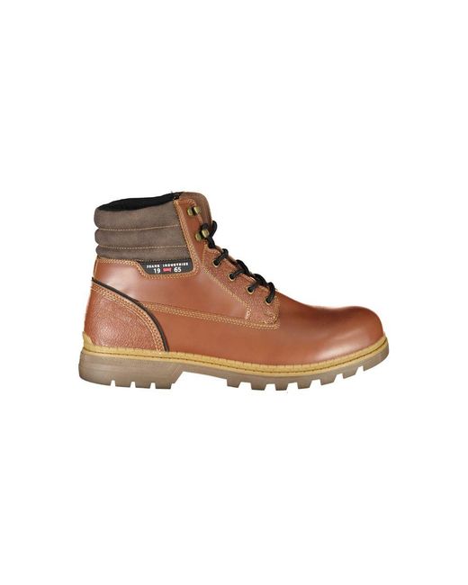 Carrera Brown Elegant Lace-Up Boots With Contrast Details for men