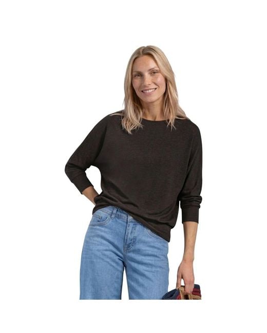 Street One Black Brown Viscose Long Sleeve T