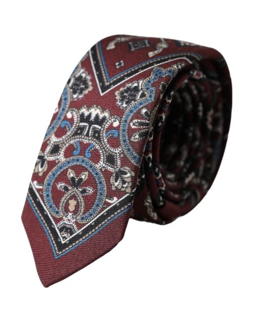Dolce & Gabbana Blue Printed 100% Silk Adjustable Tie for men