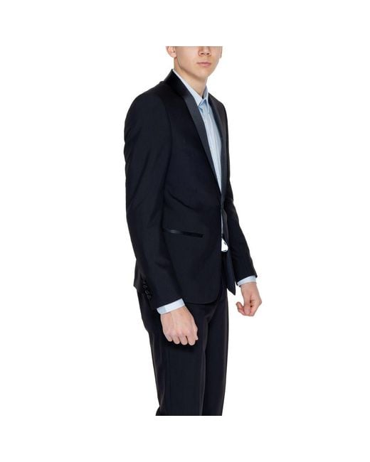 Antony Morato Blue Black Polyester Blazer for men