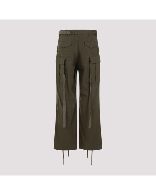 Sacai Green Rip Stop Pants for men