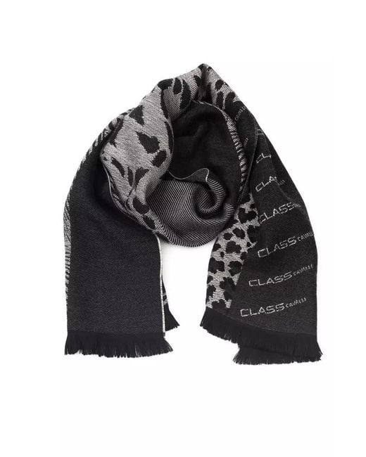Roberto Cavalli Black Wool Scarf for men