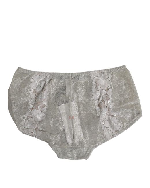 Dolce & Gabbana Gray Cotton Floral Lace High Waist Panty Underwear for men