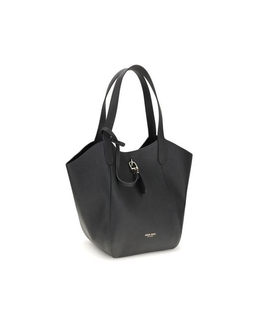 Giorgio Armani Black Medium Suede Shoulder Bag