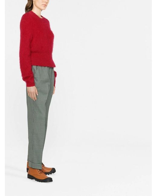 P.A.R.O.S.H. Gray Fine-Check Tapered Cropped Trousers