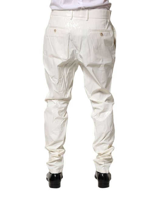 Dolce & Gabbana Natural Vinyl Trousers Slim Fit for men