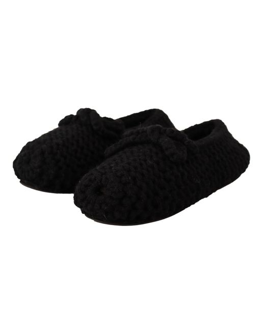 Dolce & Gabbana Black Elegant Wool Knit Ballet Flats
