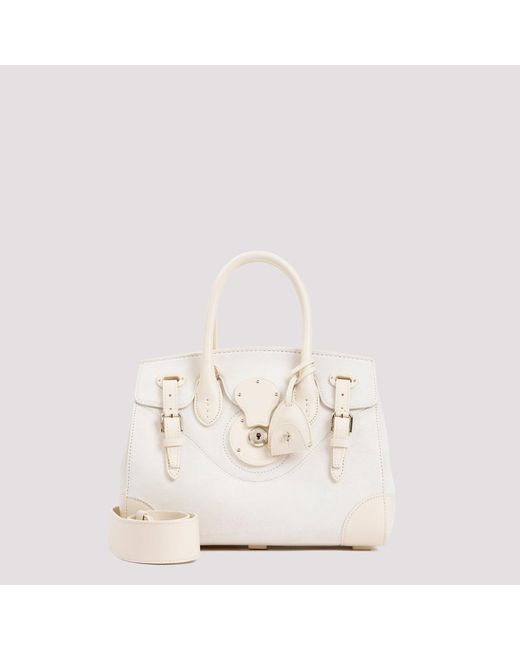 Ralph Lauren Collection Natural White Butter Suede Calf Leather Ricky 27 Small Satchel Bag