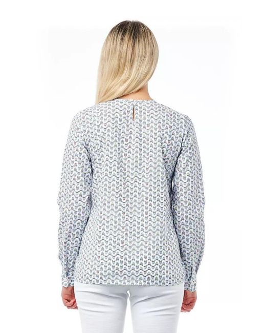 Bagutta Gray White Cotton Blouse
