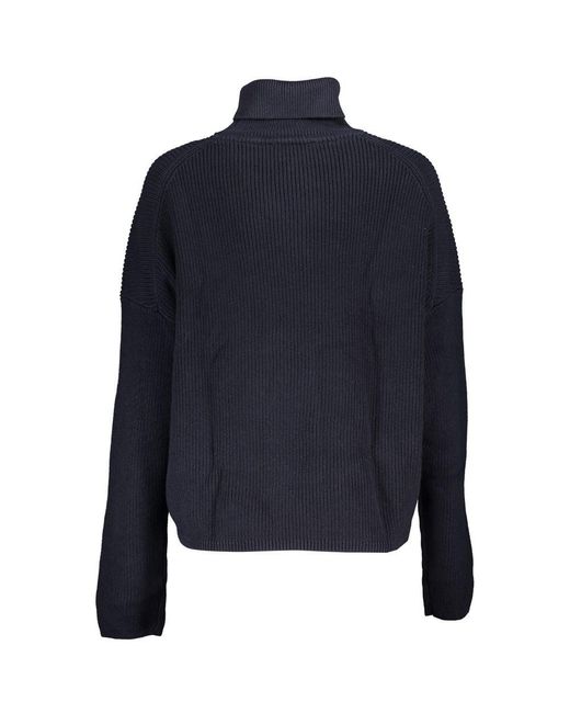 Tommy Hilfiger Blue Chic Turtleneck Sweater With Embroidered Logo
