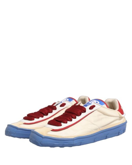 Dolce & Gabbana Blue Old Runner Lace Up Sneakers Shoes Elastane Nylon Acrylic Calf for men