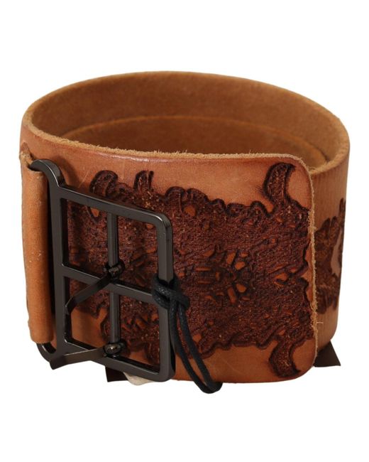 Ermanno Scervino Brown Classy Double Buckle Genuine Leather Belt